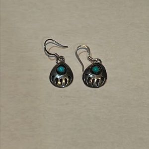 Silver & turquoise bear claw earrings